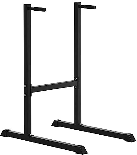 HOMCOM Dipstation Dipständer Dip Dipper Stangen Ständer Bauchtrainer Rückentrainer Stahl Schwarz 104 x 70,5 x 122 cm