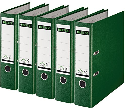 Leitz 1010-50 Qualitäts-Ordner Plastik-Cover (A4 breit| 5er Pack, Grün)