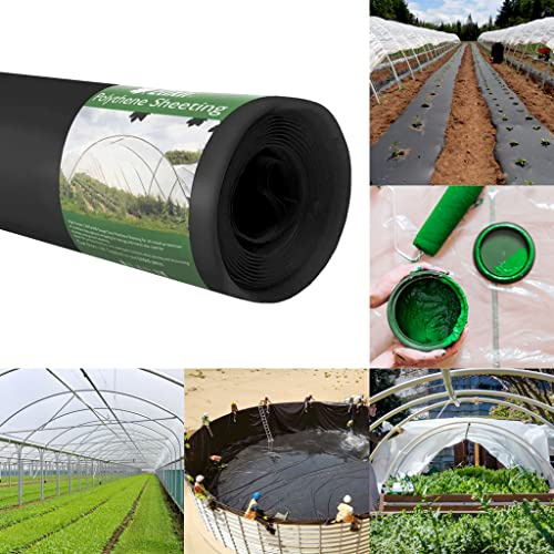 Elixir Gardens Black Heavy Duty Polythene Sheeting | various lengths (from 1m to 200m) & gauges (500 + 1000) available | 500g 125mu 1m x 20m