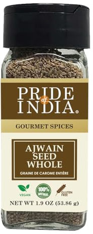 Pride of India – Ajwain Seed Whole – Gourmet Carom Seeds – Flavoring Agent for Savory Dishes – Aromatic & Nutrient-Dense – Easy to Use – 2.1 oz. Dual Sifter Bottle
