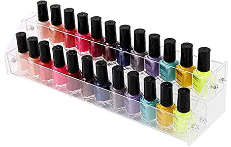 Ausla Nail Polish Organizer Rack Clear Acrylic Makeup Storage Holder Cabinet Two Tier Design for Nail Art Supplies 120 Count Capacity