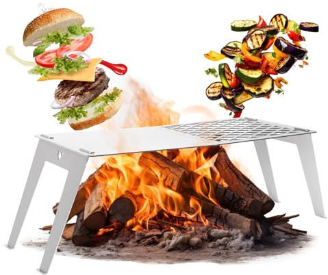 FENNEK 4 FIRE | steckbares Zubehör für Feuerschale FENNEK Hexagon | Grillplatte, Plancha, Grillrost aus Edelstahl für mobilen Einsatz im Garten, bei Camping, Angeln, Vanlife