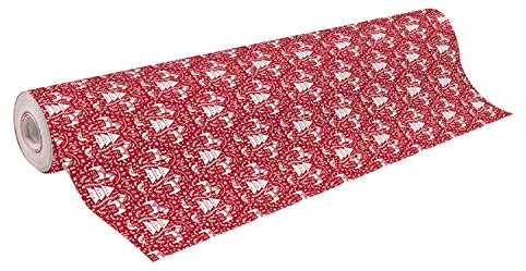 Clairefontaine 201889C - en rulle presentpapper - allianspapper 60 g - format: 50 x 0,70 m - mönster: Granar, hästar, röd, jul - presentförpackning, perfekt för professionell förpackning