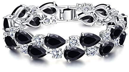 EVER FAITH Damen Zirkonia Fashion Charm 2 Schichten Teardrop Tennis Armband Seeblau Silber-Ton