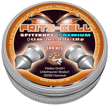 Fritz-Cell Diabolos 4,5mm Spitzkopf für Luftgewehr/-Pistole – 500 Stück