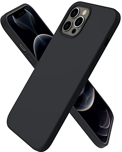 ORNARTO kompatibel mit iPhone 12 Pro Max 6,7 Silikon Case, Hülle Ultra Dünne Voller Schutz Flüssig Silikon Handyhülle Schutz für iPhone 12 Pro Max(2020) 6,7 Zoll Mitternachts Schwarz