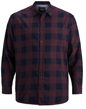 JACK & JONES rutig skjorta för män, smal passform, rutig skjorta, Port Royale, 4XL plus size