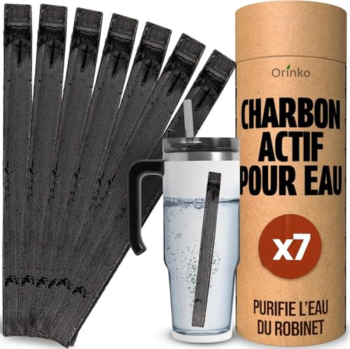 ORINKO Binchotan Bio 7x, Charbon Actif Takesumi de Bambou pour Purification d'Eau, Filtration Naturelle et Durable, Alternative aux Bouteilles en Plastique