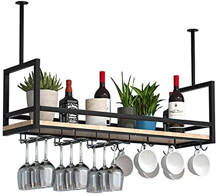DSVONAUS Deckenregal Weinregal, Hängendes Weinglasregal aus Metall, 120cm Bar-Display Weinlagerhalter, Industrieller Deckenregal Hängend für Bar Restaurant Cafe Küche