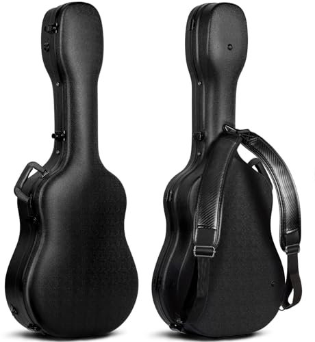 CAHAYA Akustikgitarre Koffer schwarzem Gitarrenkoffer ABS Wasserdichter Hartschalenkoffer 1,5 cm dicke Polsterung geeignet für 41 Zoll Gitarre CY0248
