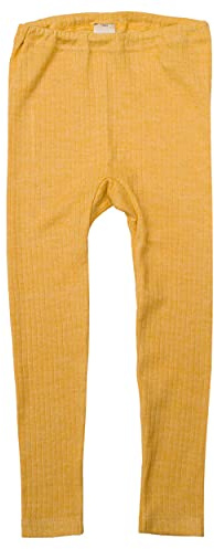 Cosilana - Mutande lunghe/legging per bambino, 45% cotone biologico KBA, 35% lana biologica kbT, 20% seta, Giallo melange, 4 anni