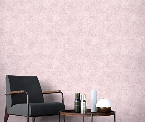 Newroom Vliestapete Rosa Uni Glanz Skandinavisch Tapete Schlafzimmer | Zartes warmes Rosa, feine changierende Kreuzstruktur, Strukturtapete im Boho-Stil, auch für Wohnzimmer und Flur