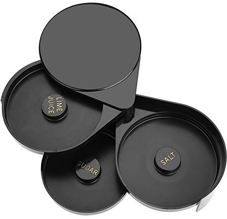 Tomotato Bar Glass Rimmer, Premium 3-Tier Rotating Margarita Salt Rimmer with Acrylic ABS Trays for Cocktail Garnishing, Ideal for Bartenders and Cocktail Lovers