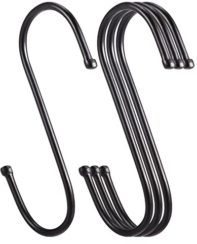 sourcing map S Ganchos 3.54 pulgadas Inoxidable Acero Colgador para Colgar Cocina Utensilios, Baño Suministros, Ropa, Negro Paquete de 4