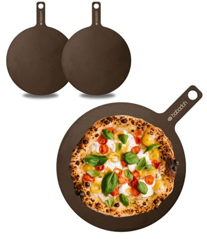 Babadoh Wood Fibre Round Pizza Serving Boards | Set of Two 12 Boards | Charcuterie Tray | Cheese Board | Dessert Platter