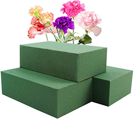 Prashent 3Pcs Floral Foam Blocks, Green Wet Dry Flower Foam Plant Foam for Fresh & Artificial Flower Arrangements DIY Craft 5.5”L x 3.1”W x 1.7”H