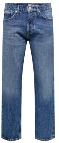 ONLY & SONS Homme Onsedge Loose Mid. Blue 4939 Noos Jean Pantalons, Denim Bleu Médium, 31W / 32L EU