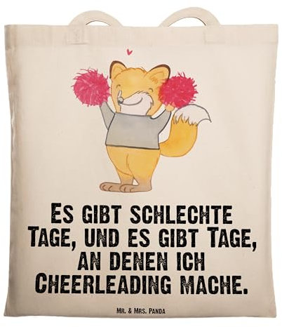 Mr. & Mrs. Panda Shopping Tasche Fuchs Cheerleader - Geschenk, Turn Club, Tragetasche, Cheerleading, Tote Bag, Einkaufstasche, Beutel, Turnen, Turniere