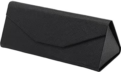 tinysiry Étui à lunettes à coque rigide, étui à lunettes de soleil pliant triangulaire en cuir PU pour hommes et femmes, boîte de rangement pour lunettes de grande capacité Noir Taille unique