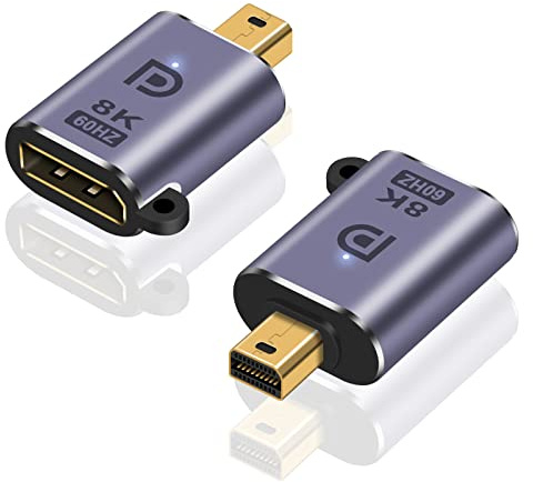 Poyiccot 8K Mini Displayport to Displayport Adapter, Mini DP to DP Adapter 8K@60hz Resolution 1.4 Version Male to Female Extension Connector for MacBook, Surface Pro, 2Pack
