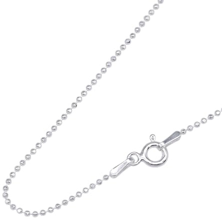 Kualitas Genuine 925 Sterling Silver Diamond Cut 1.2mm Ball Chain Necklace 14-24