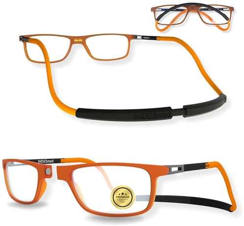 INDESMED Magnetische Lesebrille Faltbar und Verstellbar mit Blaulichtfilter | Modern, Leicht, Patentierte Verstellung, Magnetverschluss, Wechselband mit 1 Klick, Flexibel, Für Damen & Herren | INDESmed