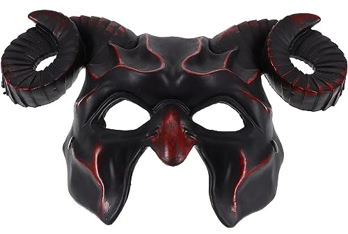 SAFIGLE Teufelsmaske Halloween Ziegenhörner Tierische Halbgesichtsmaske Halloween-cosplay-maske Ochsenhornmasken Teufelshörner -hörner-maske Gruselige 3d Bilden Plastik Zubehör