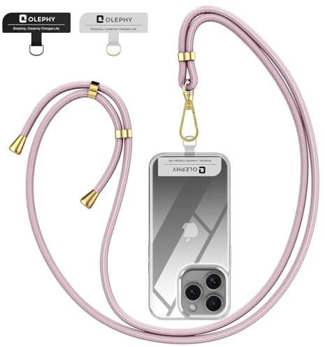 OLEPHY Cordino per Telefono, Regolabile Cordino Tracolla Universale Catena per Cellulare Compatibile con iPhone Samsung e Tutti Gli Smartphone, Oro Rosa