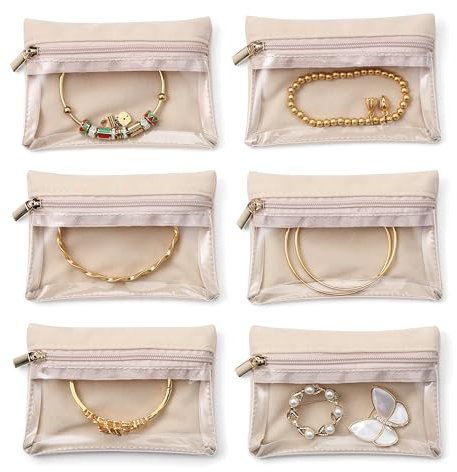 Vlando Velvet Jewellery Pouch with Zipper - 6 Pcs Travel Jewellery Organiser for Business Trip