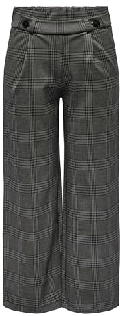 JDY Damen Karierte Stoffhose Elastisch Weite Marlene Pants Elegante Palazzo Culotte