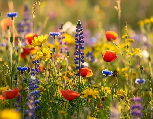 Veitshöchheimer Bienenweide - Mischung 65 Sorten Wildkräuter Wildflower - Mehrjährige Saat – Blühmischung für Blumenwiese – Insektenfreundliche Blumensamen Bienen - deutsche Samen Pflanzen (500 m²)