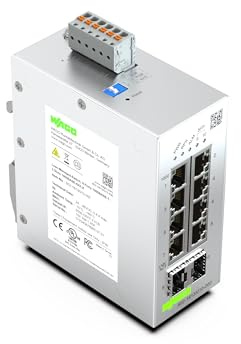 WAGO Switch industriel 852-1813 | avec 8 voyants d'autonégociation et de diagnostic du panneau avant des ports ETHERNET 10/100/1000 Mbit/s | 2 x emplacements SFP pour fibre optique