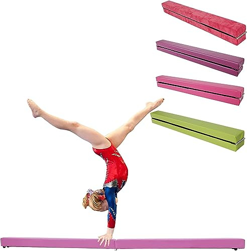 U`King Barra de Gimnasia Plegable, Barra de Gimnasia de 2,1 m/220 Libras de Ante sintético, para Entrenamiento de Gimnasia, Entrenamiento de Equilibrio, para niños, hogar, Gimnasio, Entrenamiento