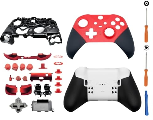 Hzxkqmil Full Shell Case Kit Replacement for Xbox Elite Series 2 Controller | Front Housing Cover Bottom Shell Middle Frame LBRB LTRT Bumper Buttons Accessories for Xbox Elite Series 2 Core, Red