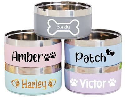 Hainadian Personalised Stainless Steel Dog Bowl,Personalized Dog Food Water Bowls,Custom Cat Bowl with Name,puppy Bowls,Pet Gift (14cm)
