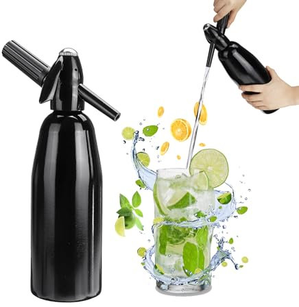 Sifone di soda, macchina per acqua frizzante 1L, Seltzer Water Maker, Mini macchina per soda portatile in alluminio per la produzione, Home gassato Bevande Scaldabagno