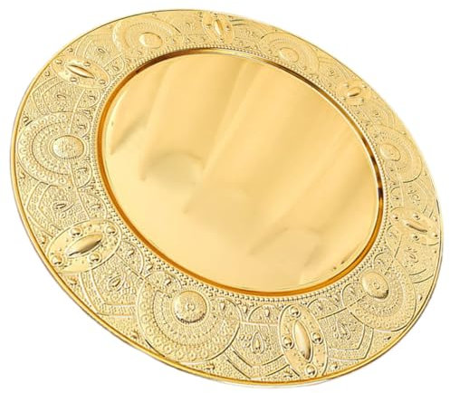 SHOWERORO Metal Round Tray Fruit Plate Metal Cake Plate Multipurpose Serving Tray