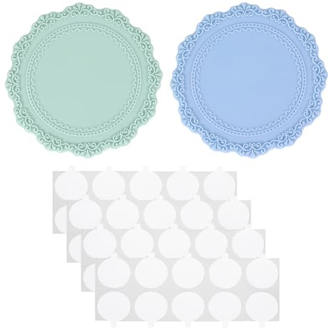PATIKIL Pad in Silicone per Sigillo Cera, 2Pz Tamponi per Sigillo Cera con 40 Punti Adesivi Bifacciali, Piastra Supporto per Timbro, Ceralacca Fai da Te, Artigianato, Blu Verde