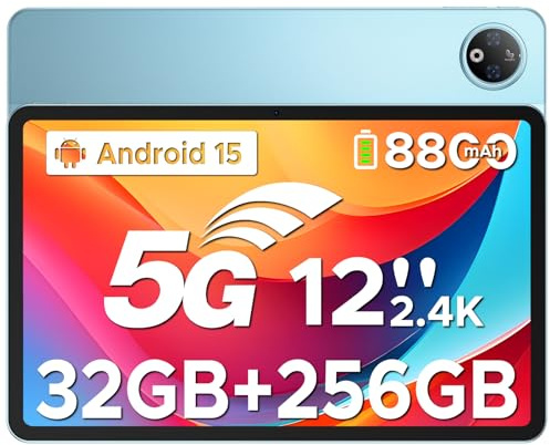 DOOGEE V Pad 5G Tablet 12 Zoll Android 15 Mediatek Dimensity 7050 Tablet 5G SIM Fähig 32GB RAM + 256GB ROM(2TB TF) 8800mAh 2.4K 90Hz Display Gaming Tablets mit SIM Card Slot, WiFi 6 Face ID/OTG/GPS