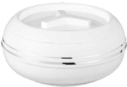 M1SS 3200ml Insulated Casserole Dish with Lid – Large Stainless Steel Double Wall Hot Pot & Cold Food Server, BPA-Free Thermal Serving Bowl with Locking Lid, Chrome Finish – Soup, Salad & Food Warmer