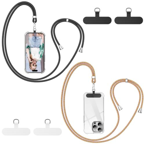 caslord Handyband Universal mit 2 Stück Universelles Patch | 160cm | Handy Lanyard mit Hülle kombinierbar | Einstellbar und Abnehmbar | für Sport Reisen und Babypflege