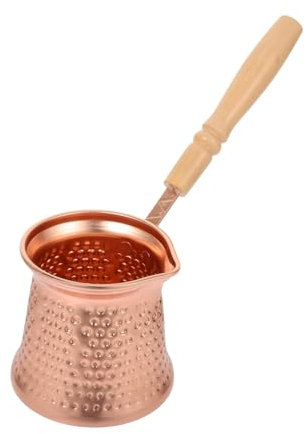 BEBEMOKO Türkische Kaffeekanne Mit Seitlichem Holzgriff Espressokanne Handgefertigt Für Erhitzen Von Kaffee Milch Und Kleinen Speisen Großes Fassungsvermögen Schnell Warm Wärmeleitend Leich