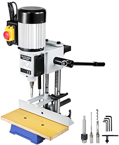 VEVOR Macchina Mortasare Lavorazione del Legno, Mortasatrice Scalpello da 750 W Velocità 2800 giri/min, Mortasatrice Cava con Set di Punte per Scalpello, Mortasatrice per Fori Rotondi Quadrati Legno