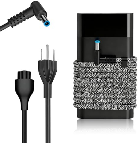 New Slim 65W 45W Laptop Charger Compatible with HP Laptop Charger Computer Spectre x360 Envy Elitebook x360 Pavilion Braided Cable Smart Blue Tip Power Cord Ac Adapter