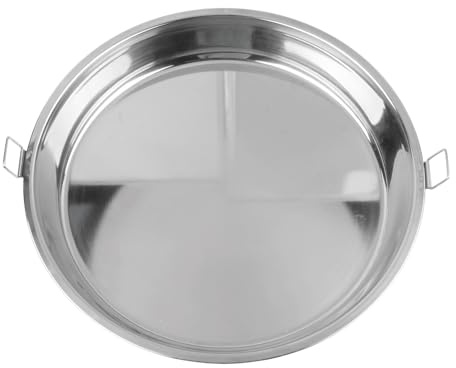 Teglia per pizza e griglia in acciaio inox, resistente al calore, teglia rotonda e profonda, antiaderente, per forno, barbecue, con manico (30 cm)