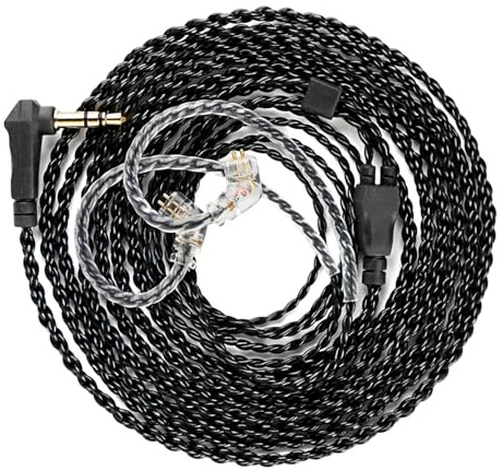 KZ ZS10 Pro IEM Cable de 1,2 metros de largo, CCZ C01 4N OFC mejorado para auriculares ZSN PRO, Castor, EDX PRO, ZS12 PRO X, ZS10 PROX, ZAR, ZAS, CCA CRA (1,2 m, pines QDC sin micrófono, negro)