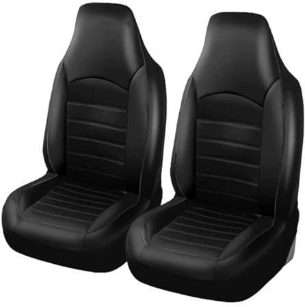 WXEXUDIN 2Pcs Autositzbezüge Für Skoda Kodiaq/Karoq/Skoda Fabia 2007-2022 2023 2024 2025,Vorne Autositz Schonbezug Sets Leder Sitzbezug rutschfest Atmungsaktiv Autositz Innenraum Zubehör,Black