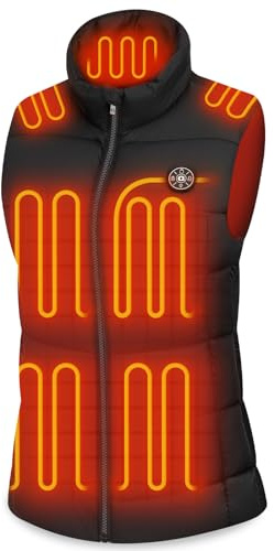 OCQOCQ Heated Gilet Women with Power Bank, Heated Vest for Women with 15 Heating Zones, Lightweight Electric Heating Jacket for Camping Fishing Walking