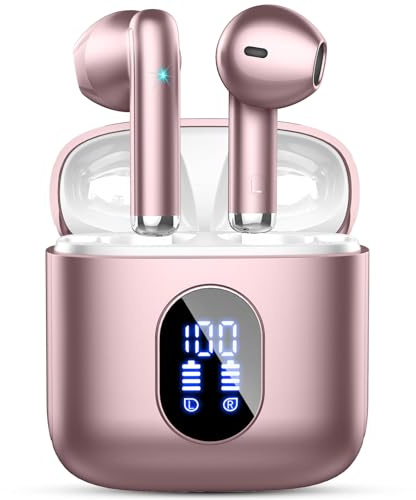 Wireless Earbuds, Bluetooth 5.4 Headphones in Ear NEW Wireless Earphones with 4 ENC Mic, Mini Ear buds with HiFi Stereo Deep Bass, 32H Playtime Dual LED Display, Bluetooth Earbud IP7 Waterproof USB-C