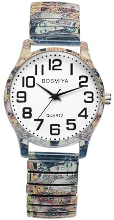 Avaner Uhren Damen Bohemian Stil: Stretchband Armbanduhr mit Großen Arabischen Ziffern Analoge Quarzuhr Einziehbare Banduhr Leicht Ablesbare Uhr für Frauen